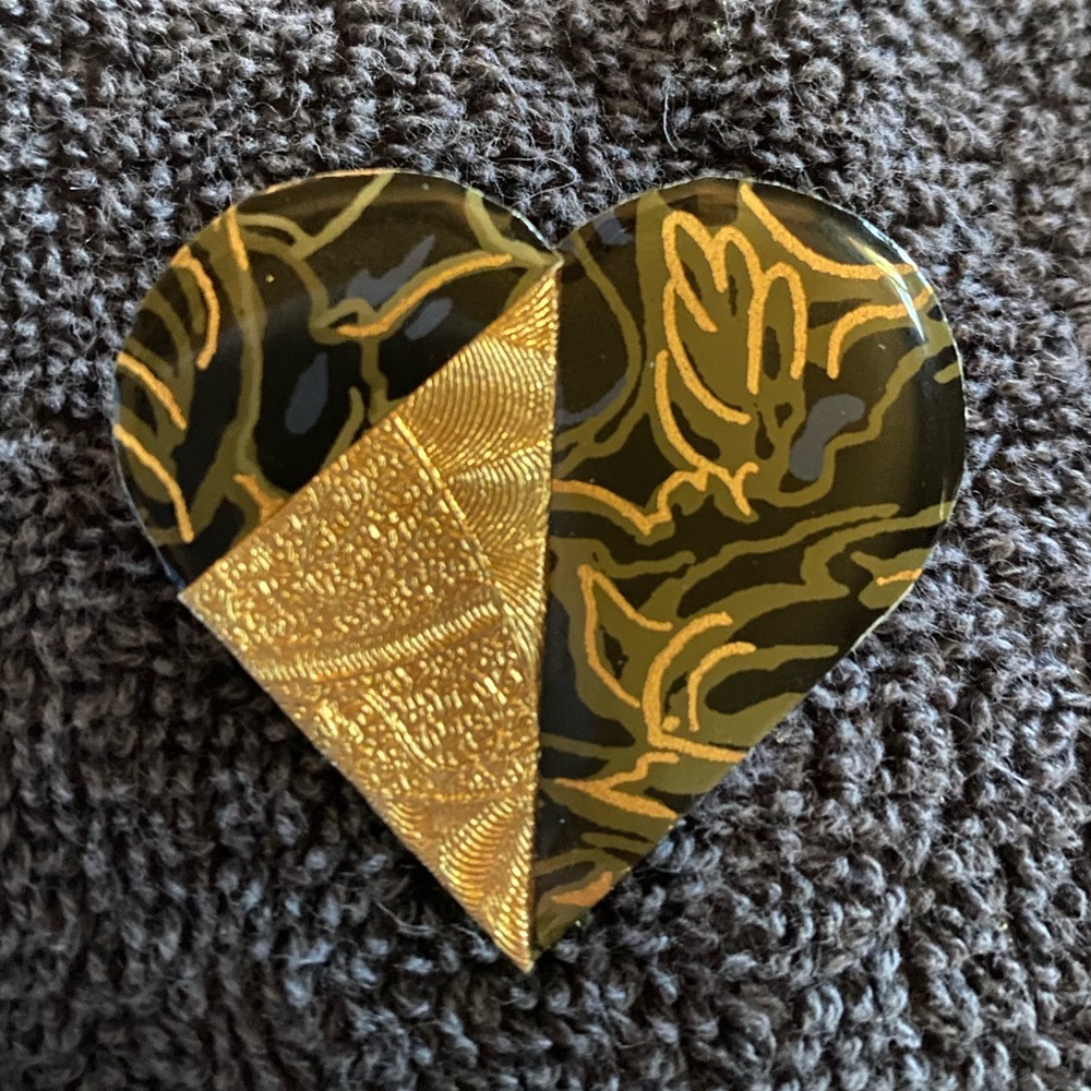 Vintage Gold and Black Enamel Brooch